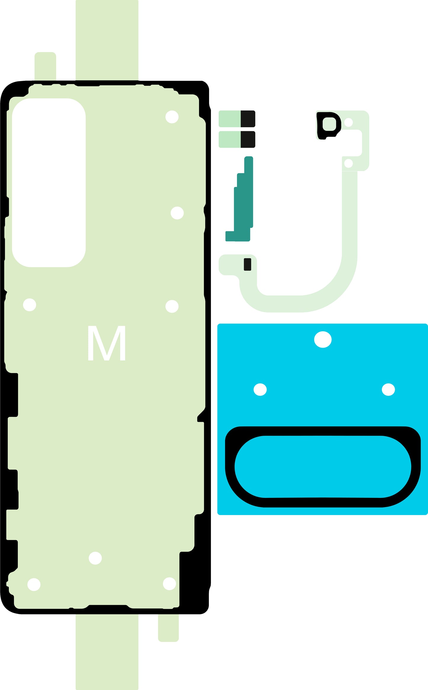 Zestaw klejów do pokrywy baterii Samsung Galaxy Z Fold5 F946, Service Pack GH81-24686A