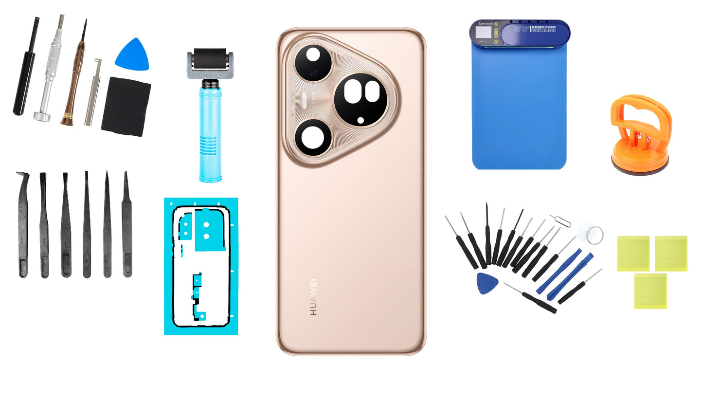 Zestaw tylnej pokrywy baterii Huawei Pura 80 Ultra Prestige Gold Service Pack i dedykowane narzędzia serwisowe