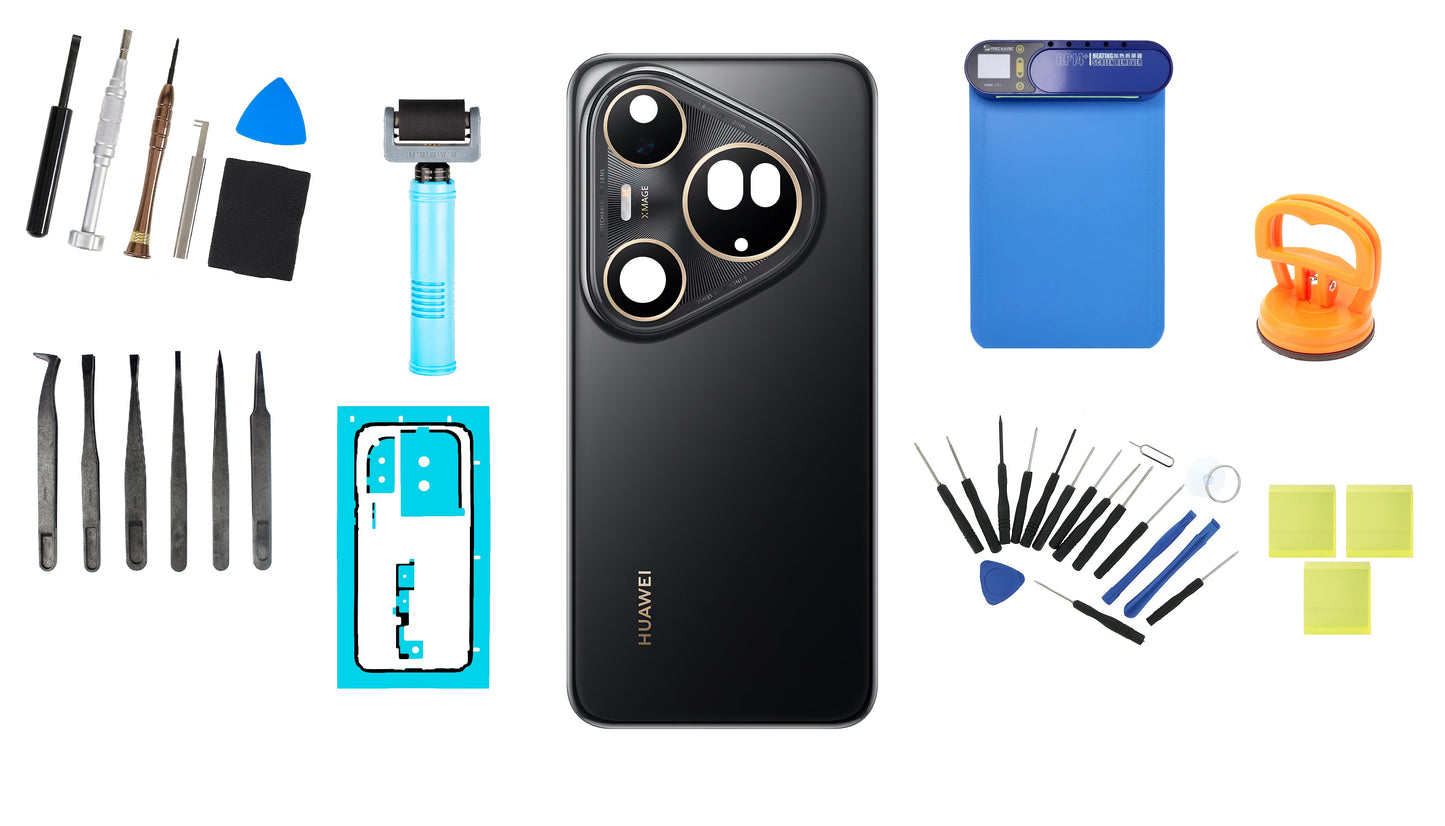 Zestaw tylnej klapki baterii Huawei Pura 80 Ultra Golden Black Service Pack oraz dedykowane narzędzia serwisowe