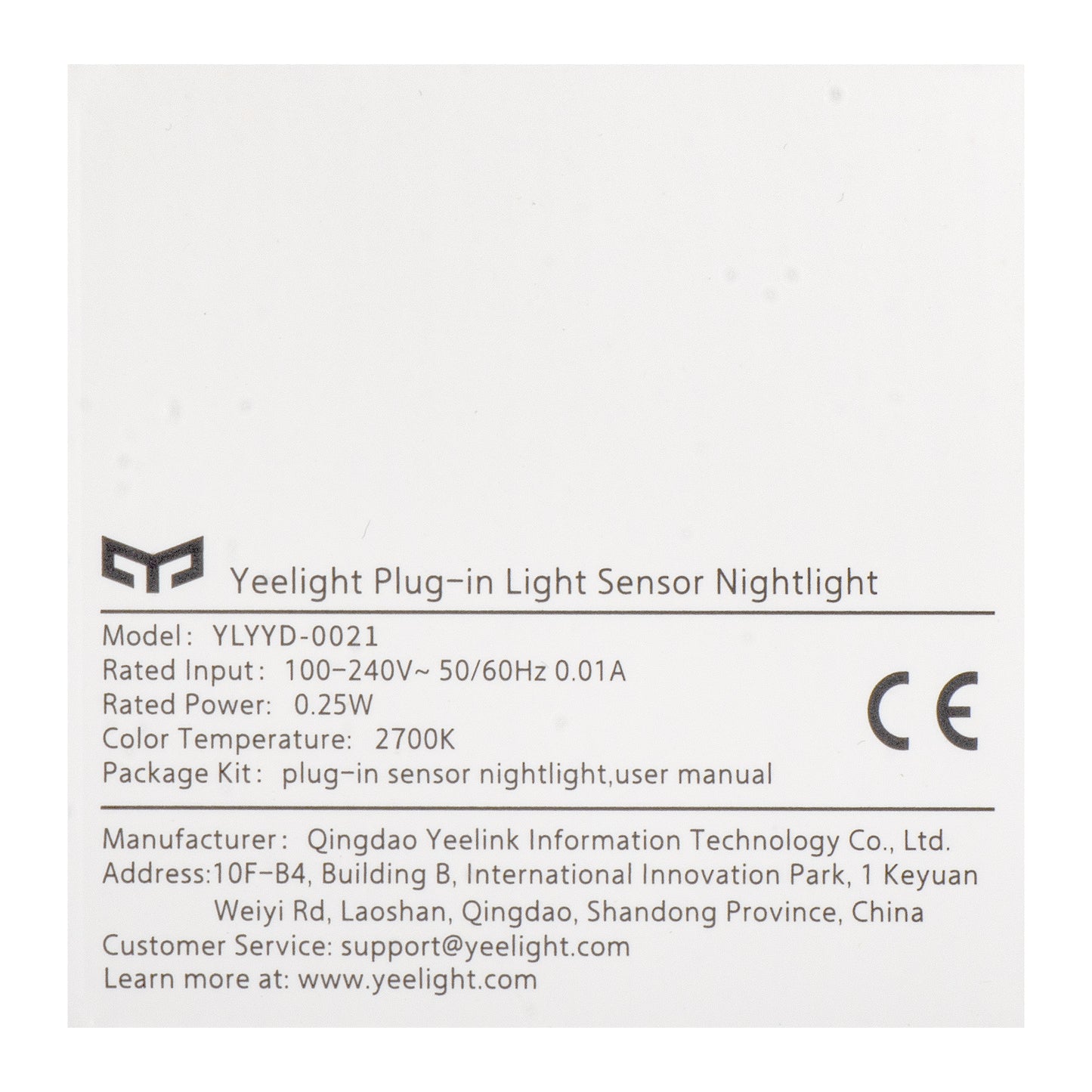 Lampa nocna LED Yeelight Plug-in Nightlight, 0.25W, 2700K, z czujnikiem, biała YLYYD-0021