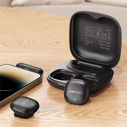 Lavaliera Acefast R1, Lightning, Zestaw 2 sztuki, Czarna