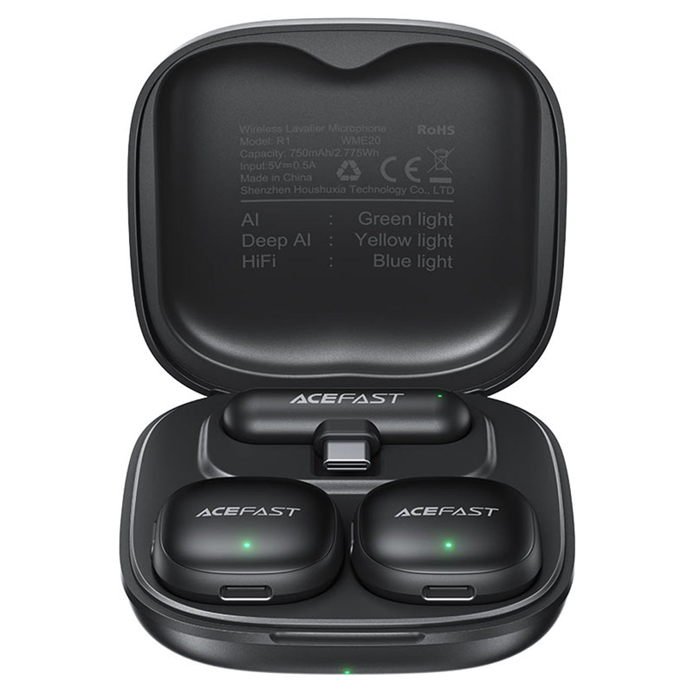 Lavalier Acefast R1, USB-C, Zestaw 2 sztuki, Czarny