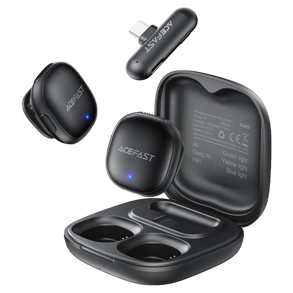 Lavalier Acefast R1, USB-C, Zestaw 2 sztuki, Czarny