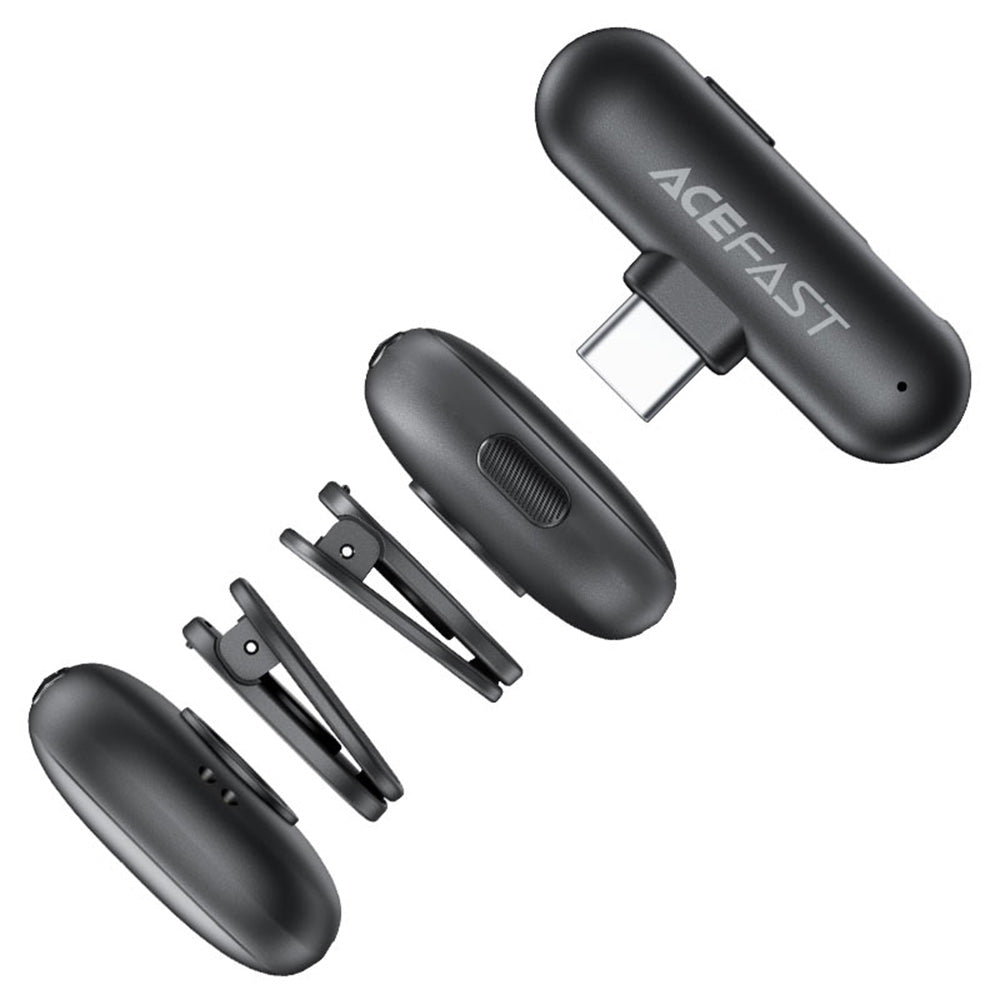 Lavalier Acefast R1, USB-C, Zestaw 2 sztuki, Czarny