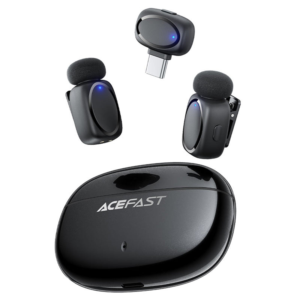 Lavalier Acefast R2, USB-C, Zestaw 2 sztuki, Czarny