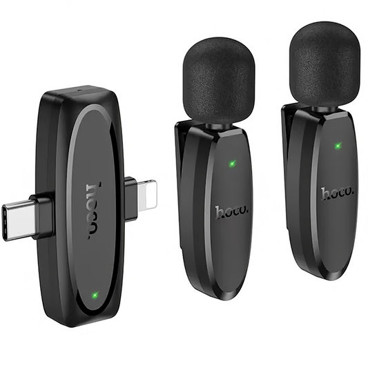 Kawalerka Bluetooth HOCO L15, USB-C / Lightning, zestaw 2 sztuk, czarny