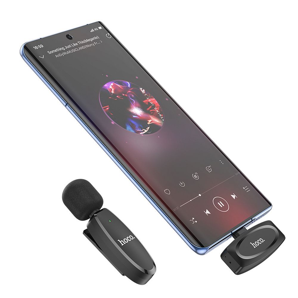 Mikrofon krawatowy HOCO L15, USB-C, Czarny