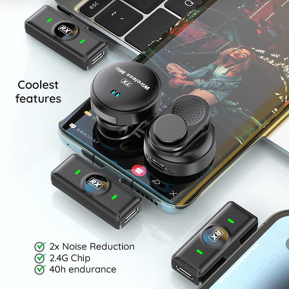 Lavaliera Techsuit LW5, USB-C, Zestaw 2 sztuki, Czarna