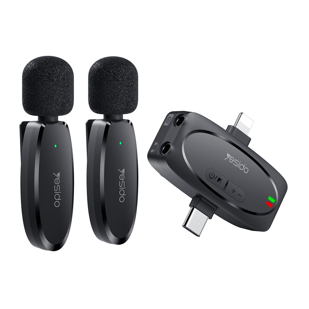 Lavaliera Yesido KR15, USB-C / Lightning, Zestaw 2 sztuki, Czarna