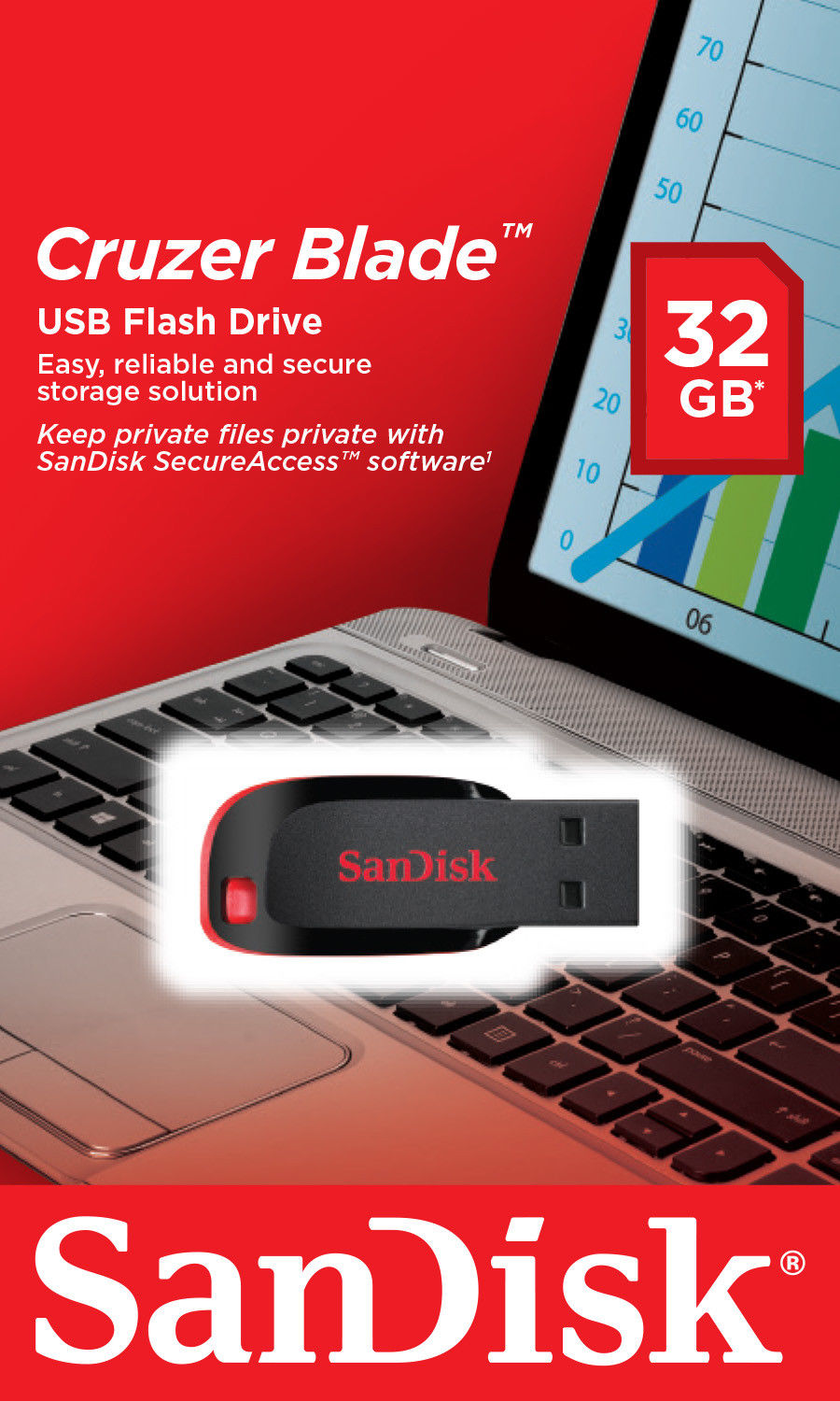 Zewnętrzna pamięć USB-A SanDisk Cruzer Blade, 32Gb SDCZ50-032G-B35