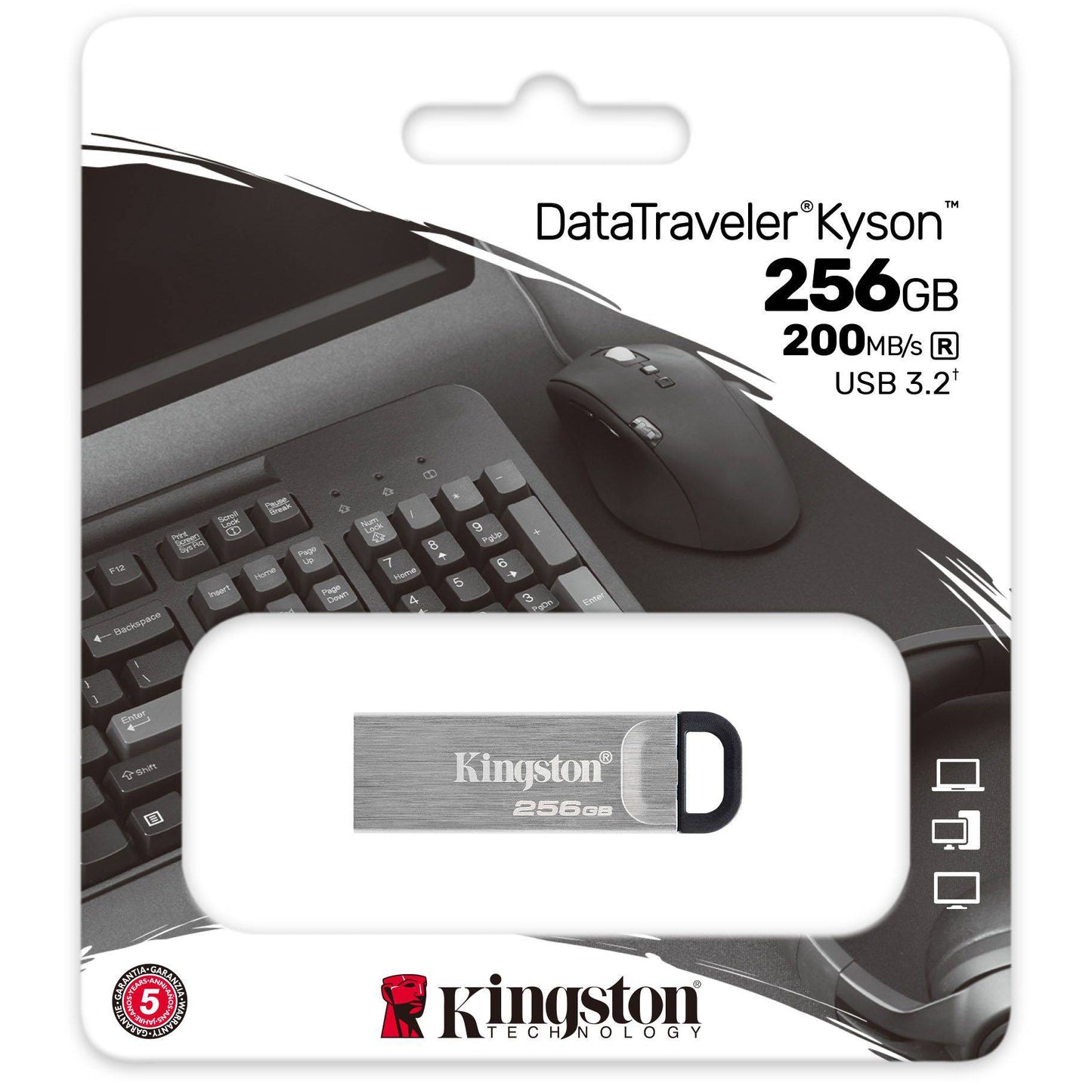 Zewnętrzna pamięć USB-A 3.2 Kingston DT Kyson, 256Gb DTKN/256GB
