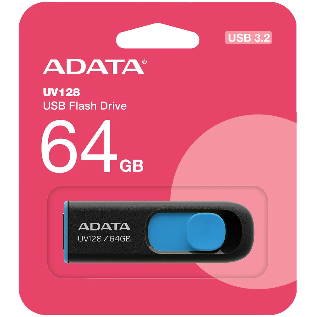Zewnętrzna pamięć USB-A 3.2 Adata UV128, 64Gb AUV128-64G-RBE