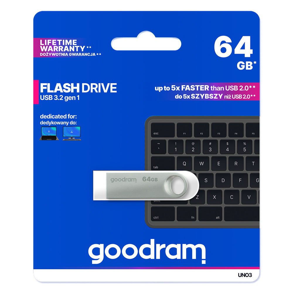 Zewnętrzna pamięć USB-A 3.2 GoodRam UNO3, 64Gb