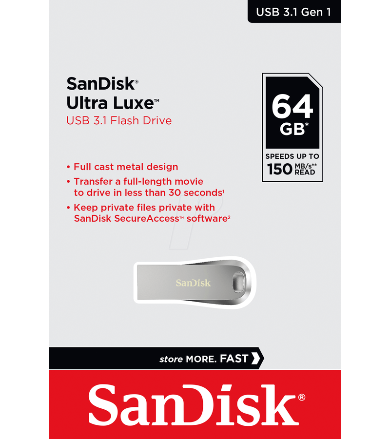 Zewnętrzna pamięć USB-A 3.2 SanDisk Ultra Luxe, 64Gb SDCZ74-064G-G46