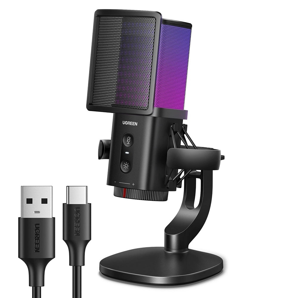 Mikrofon Kardioidalny UGREEN CM581 (65629), RGB, USB-C, 1.5m, Czarny