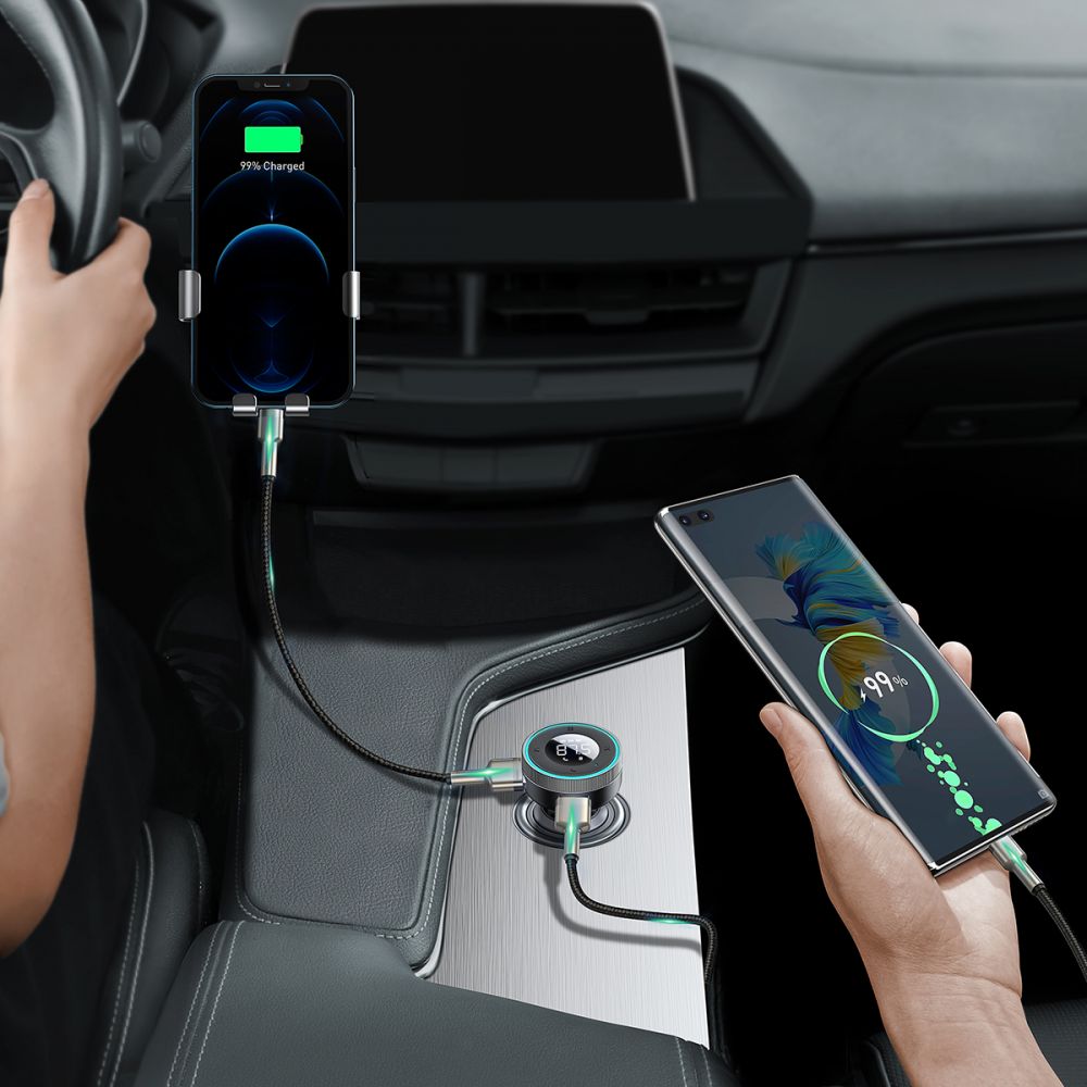 Modulator FM Bluetooth Baseus Enjoy, 2 x USB-A - 1 x microSD - 1 x AUX CCLH-01