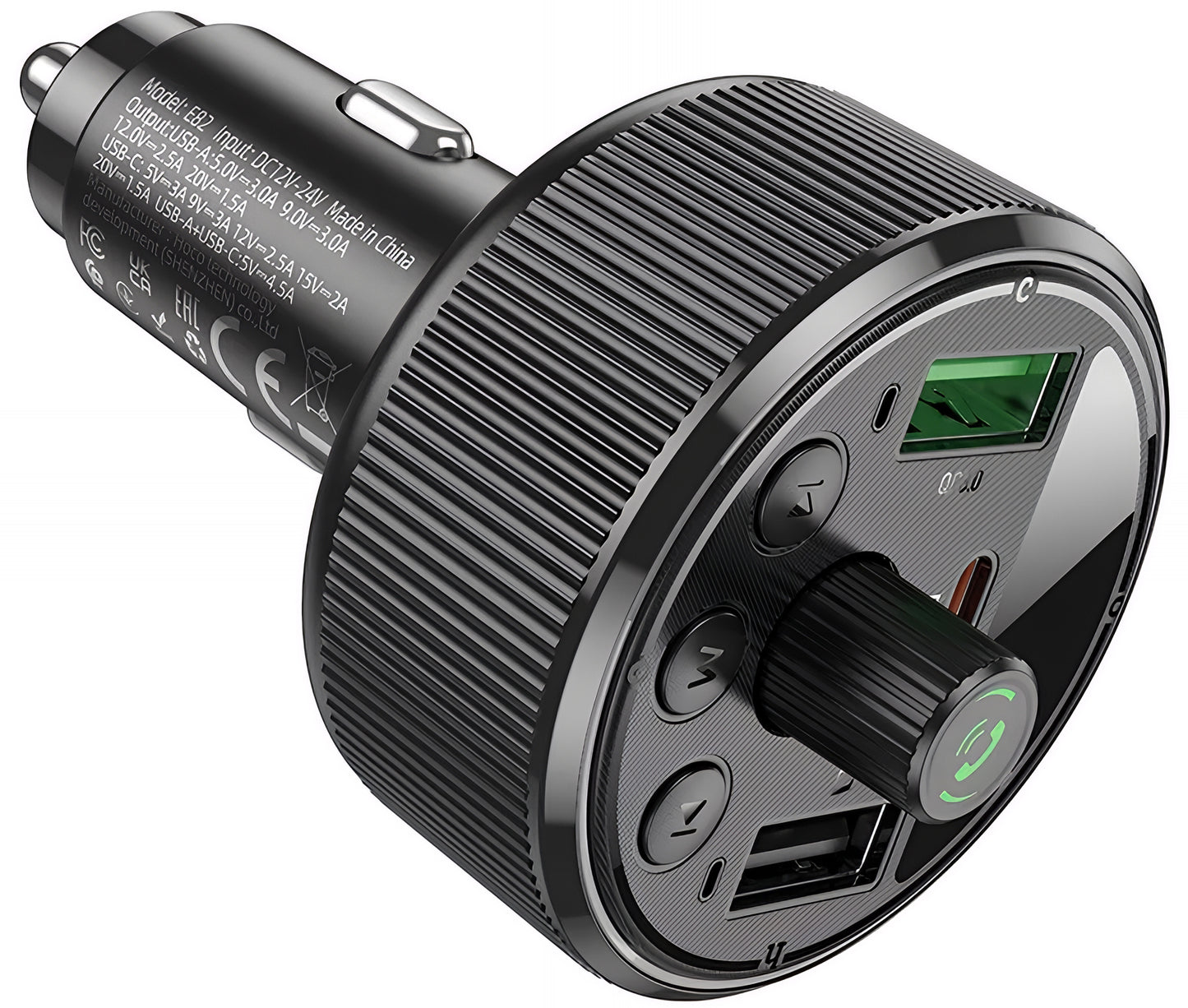 HOCO E82 Bluetooth FM Modulator, 2 x USB-A - 1 x USB-C
