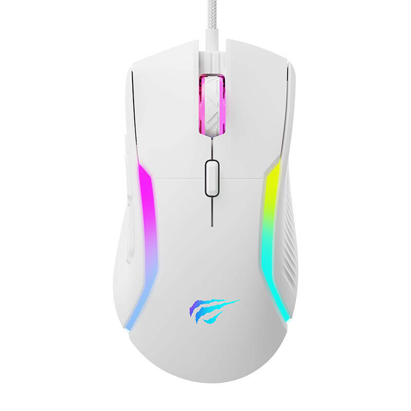 Mysz Gamingowa Przewodowa USB HAVIT MS1033, RGB, 800DPI - 8000DPI, Biała