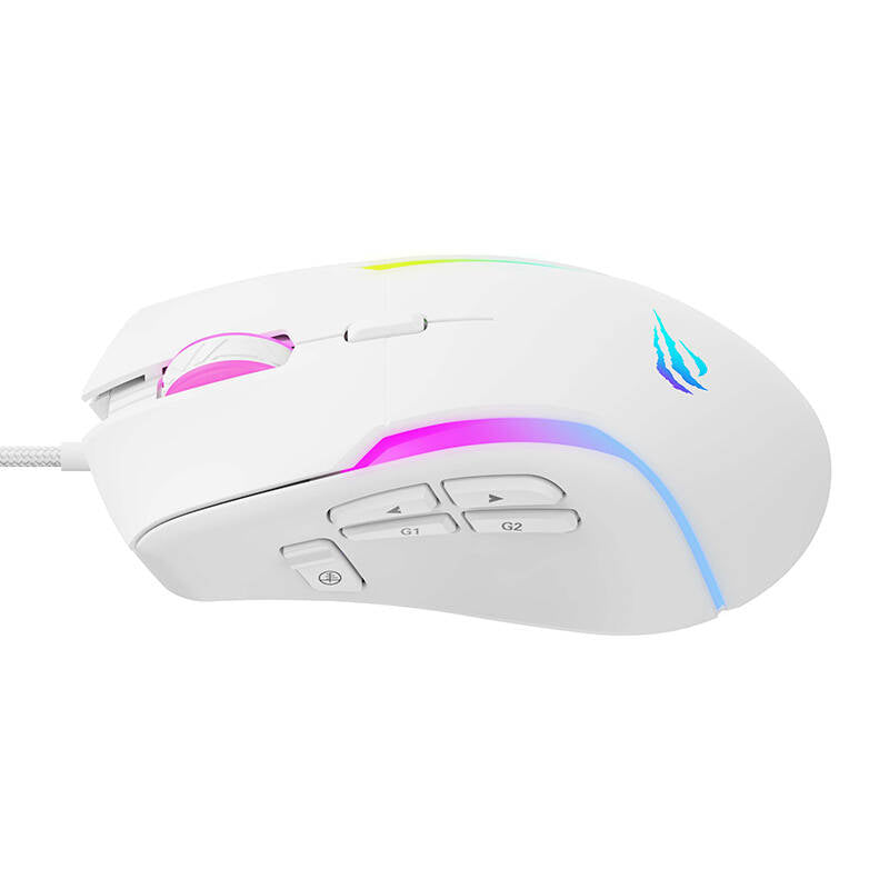 Mysz Gamingowa Przewodowa USB HAVIT MS1033, RGB, 800DPI - 8000DPI, Biała
