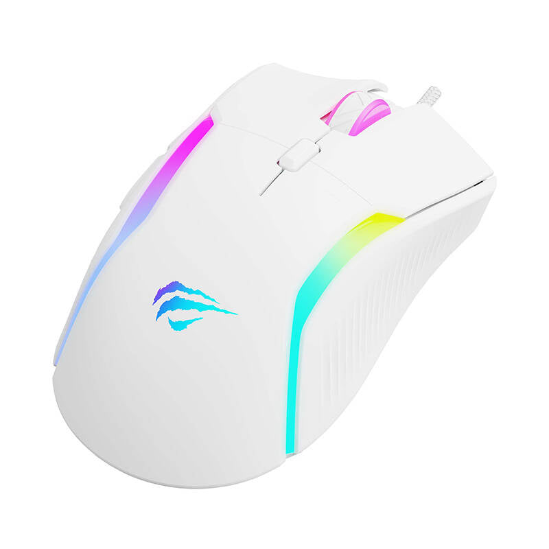 Mysz Gamingowa Przewodowa USB HAVIT MS1033, RGB, 800DPI - 8000DPI, Biała