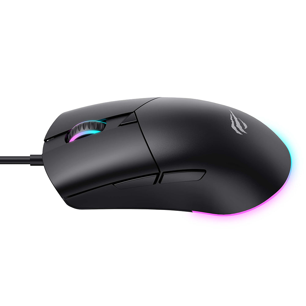 Mysz Gamingowa Przewodowa USB HAVIT MS1038, RGB, 1200DPI - 7200DPI, 1.6m, Czarna