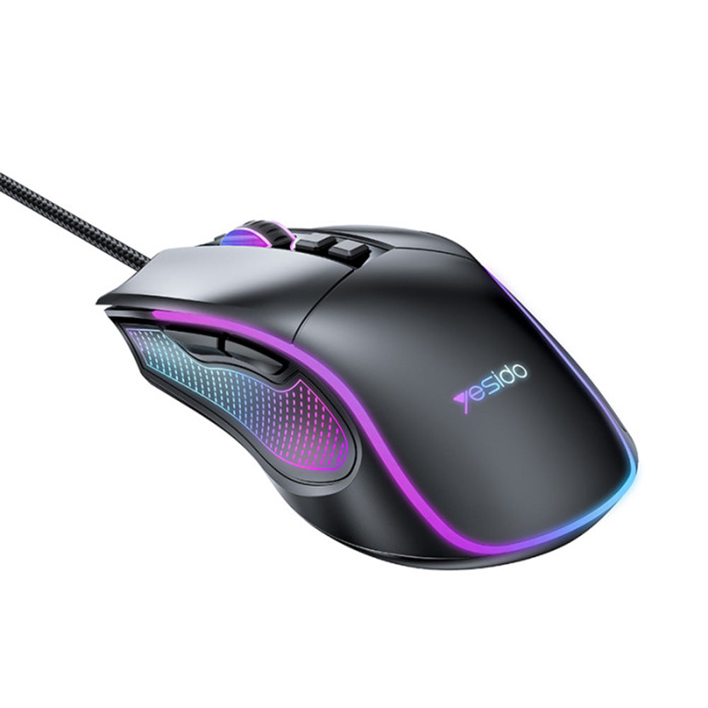 Mysz Gamingowa Przewodowa USB Yesido KB20, RGB, 1000DPI - 7200DPI, Czarna