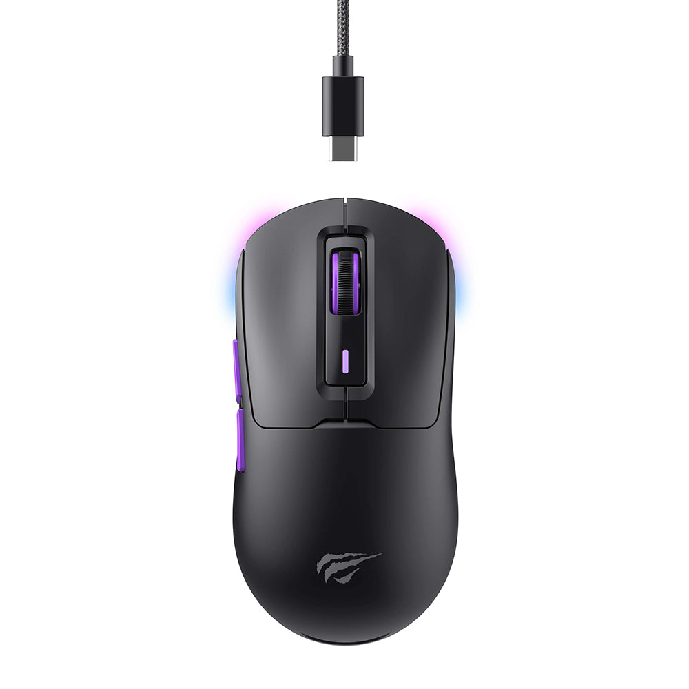 Mysz Gamingowa Bezprzewodowa HAVIT MS969WB, RGB, 1000DPI - 16000DPI, BT / Wi-Fi / Przewodowa, Czarna