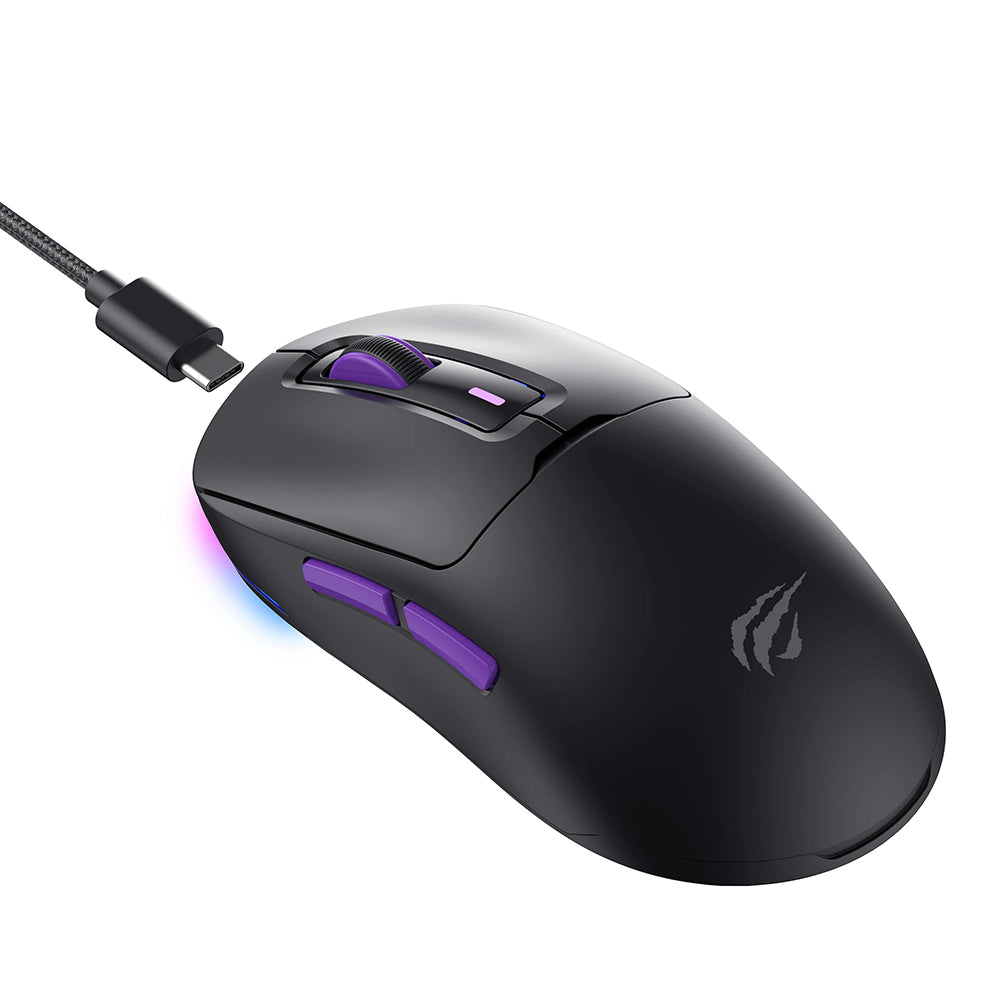 Mysz Gamingowa Bezprzewodowa HAVIT MS969WB, RGB, 1000DPI - 16000DPI, BT / Wi-Fi / Przewodowa, Czarna