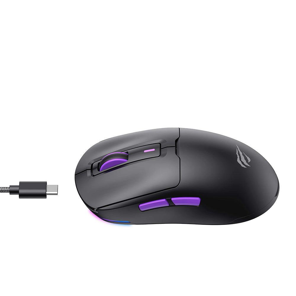 Mysz Gamingowa Bezprzewodowa HAVIT MS969WB, RGB, 1000DPI - 16000DPI, BT / Wi-Fi / Przewodowa, Czarna