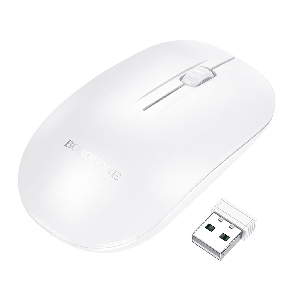 Mysz bezprzewodowa Borofone BG14 Planet, 1000DPI, BT / Wi-Fi, Biała