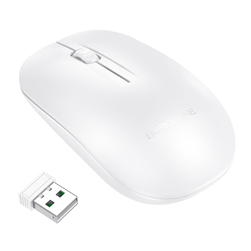 Mysz bezprzewodowa Borofone BG14 Planet, 1000DPI, BT / Wi-Fi, Biała