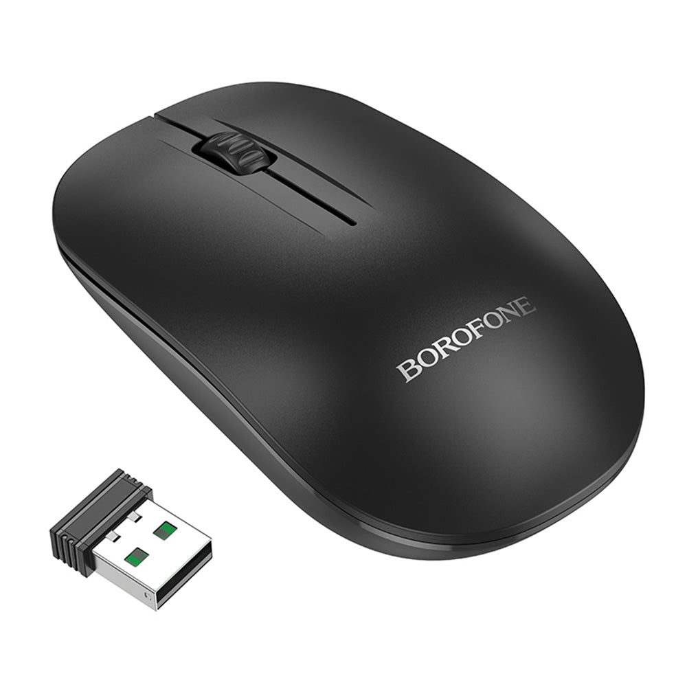 Mysz bezprzewodowa Borofone BG14 Planet, 1000DPI, BT / Wi-Fi, Czarna