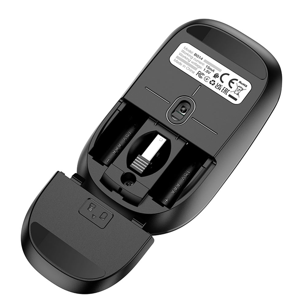 Mysz bezprzewodowa Borofone BG14 Planet, 1000DPI, BT / Wi-Fi, Czarna