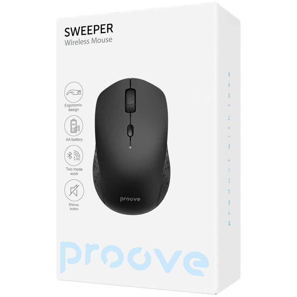 Mysz bezprzewodowa Proove Sweeper, 800DPI - 1600DPI, BT / Wi-Fi, Czarna WMSW00011001