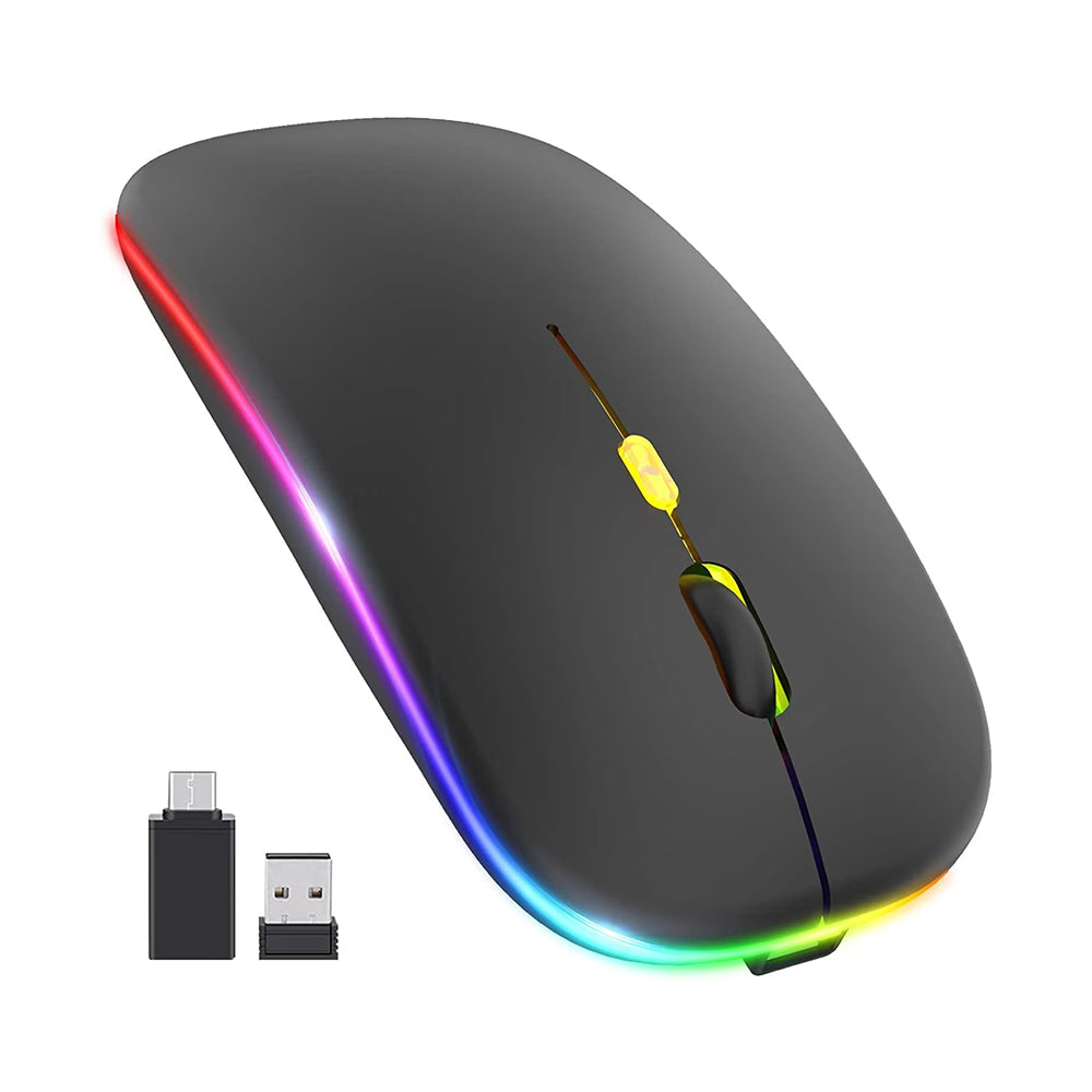 Mysz bezprzewodowa Techsuit M1, RGB, 1600DPI, BT / Wi-Fi, Czarna