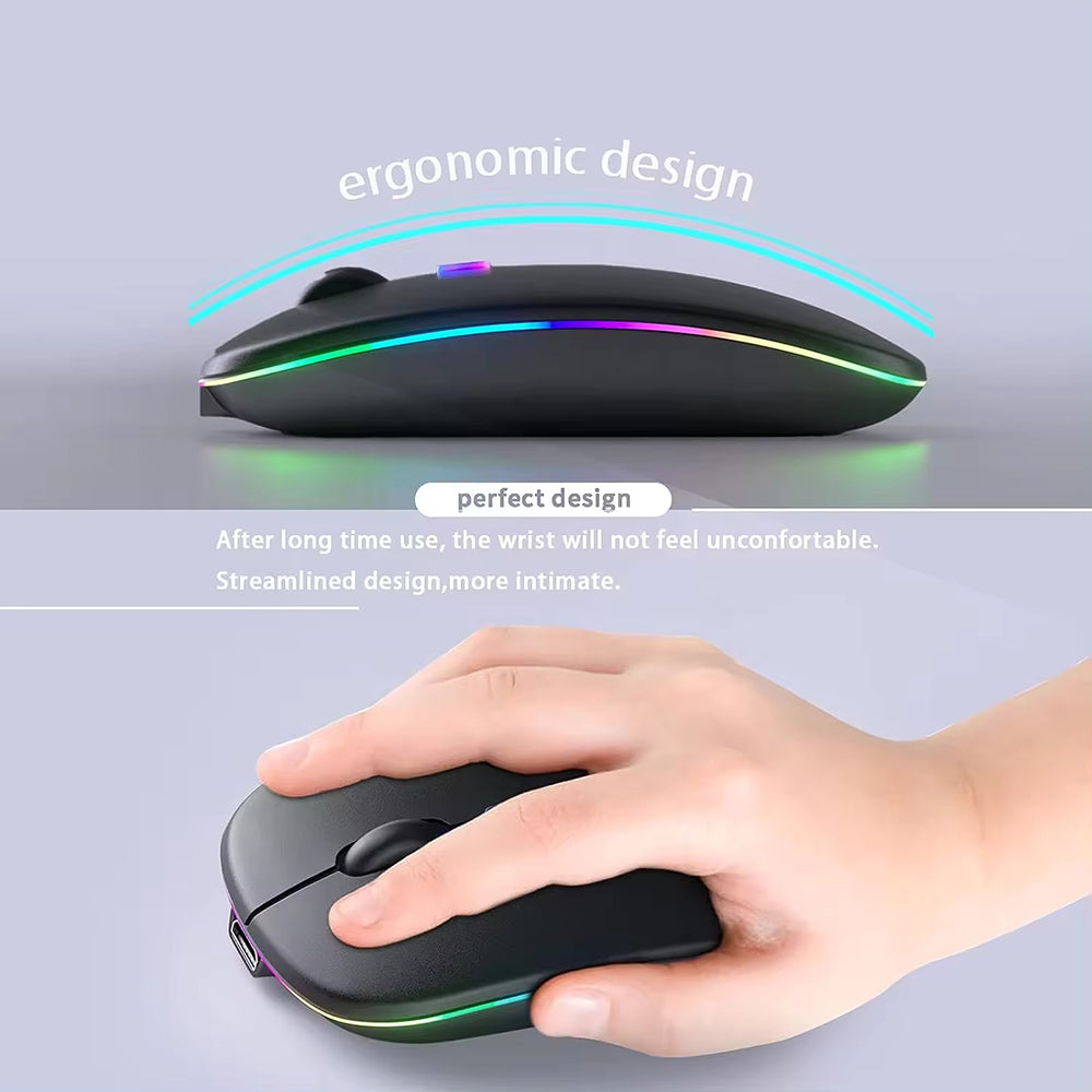 Mysz bezprzewodowa Techsuit M1, RGB, 1600DPI, BT / Wi-Fi, Czarna