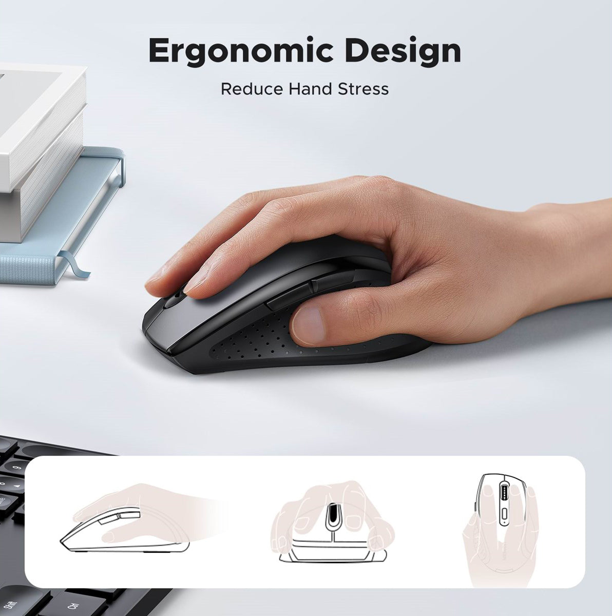 Bezprzewodowa mysz UGREEN M511, 1600DPI, Czarna