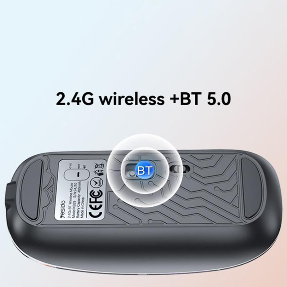 Mysz bezprzewodowa Yesido KB29, 800DPI - 1600DPI, BT / Wi-Fi, Biała