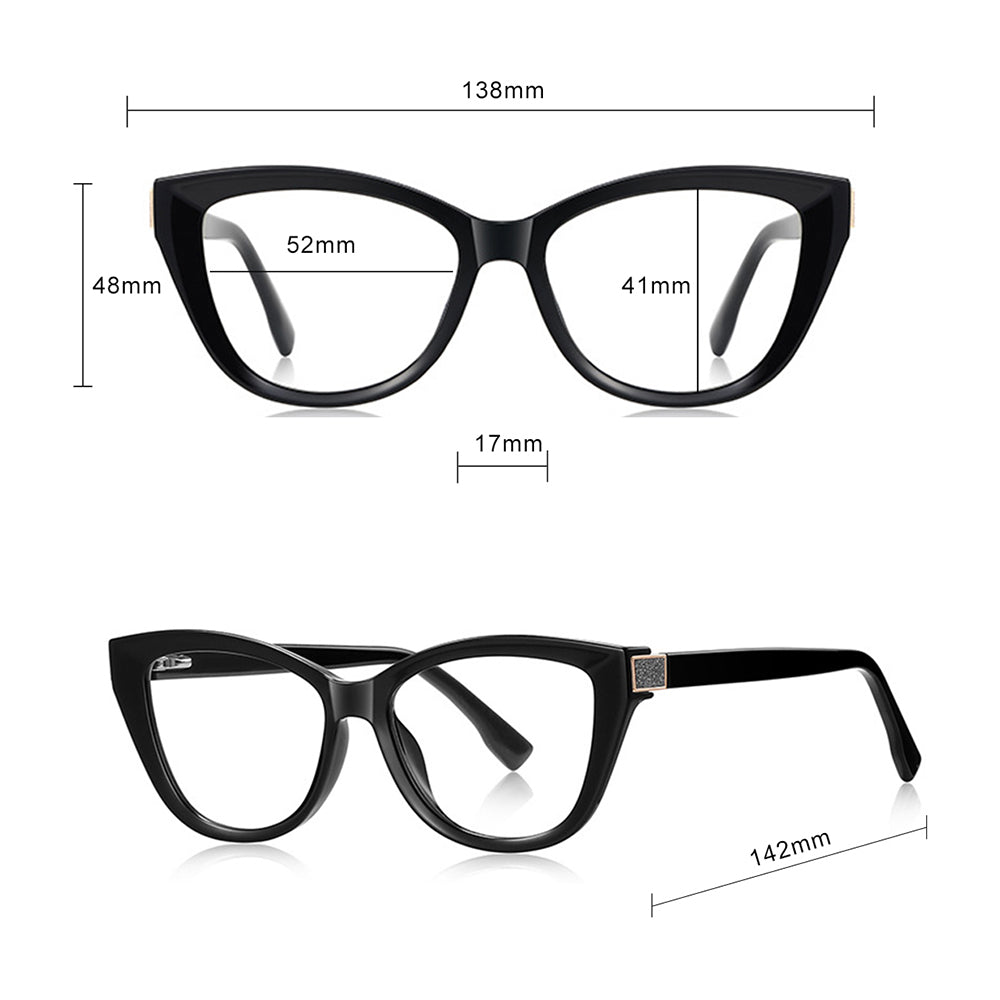 Techsuit 2276 Women's Computer Glasses, Anti-Blue Light, Black