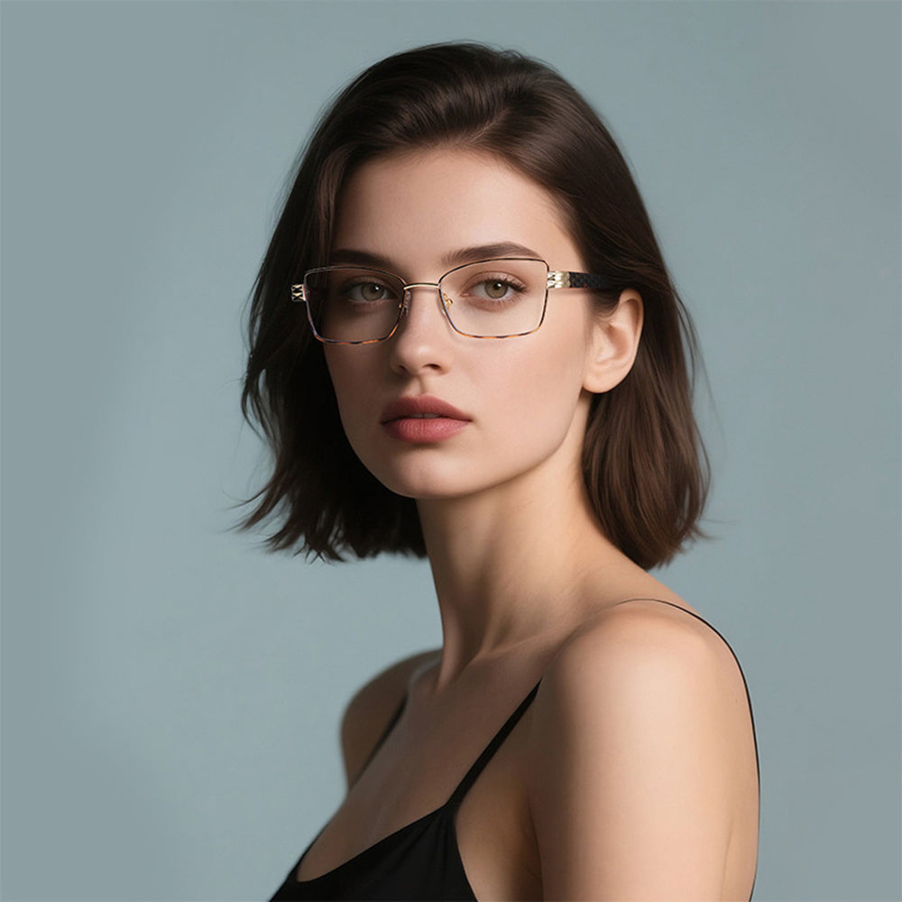 Techsuit 3171 Women's Computer Glasses, Anti-Blue Light, Black Gold