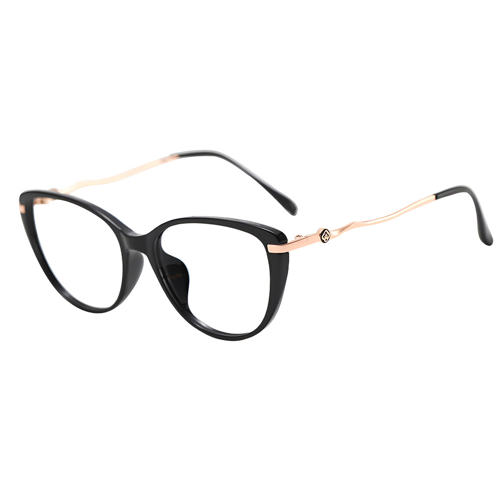 Techsuit 86162 Women's Computer Glasses, Anti-Blue Light, Black Gold
