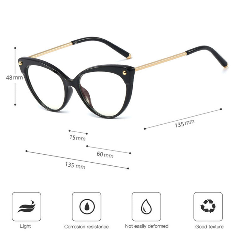 Okulary komputerowe damskie Techsuit F93308, antyniebieskie światło, czarno-złote przezroczyste