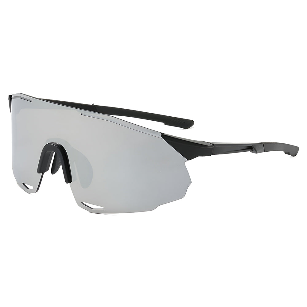 Okulary rowerowe unisex Techsuit 8853, czarno-srebrne