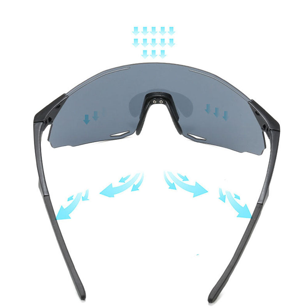 Okulary rowerowe unisex Techsuit 8853, czarno-srebrne