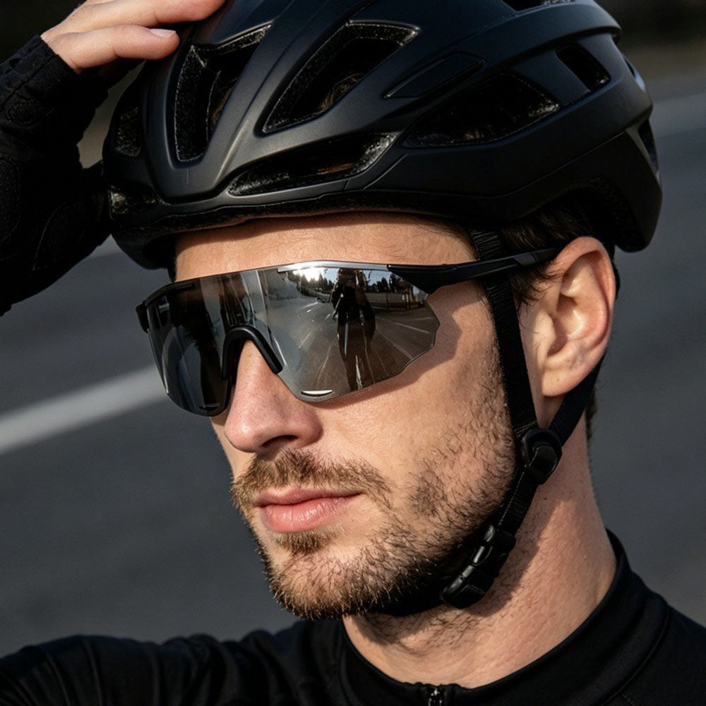 Okulary rowerowe unisex Techsuit 8853, czarno-srebrne