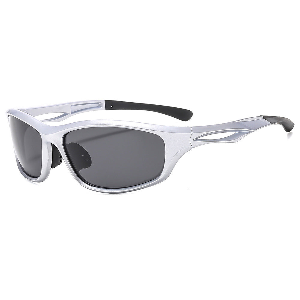 Okulary rowerowe unisex Techsuit 9309, polaryzacyjne, srebrno-szare