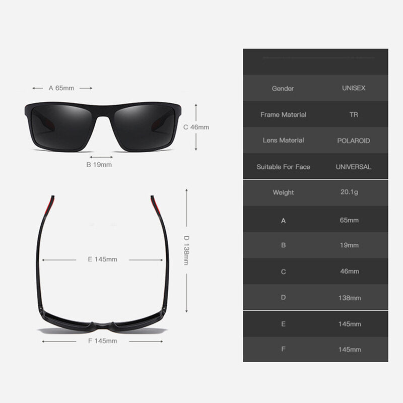 Men's Techsuit TR90 Sunglasses (MM101), Polarized, UV Protection, Matte Black Gray