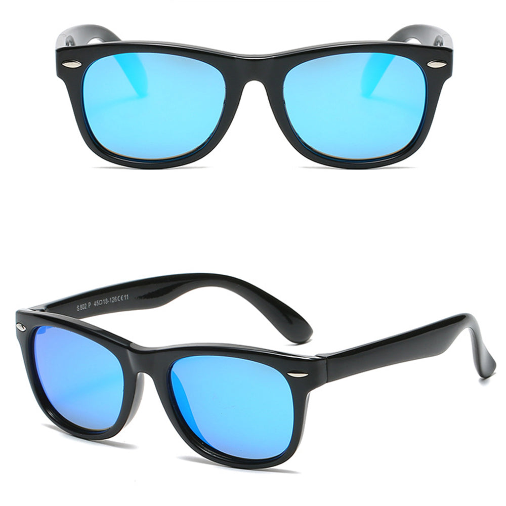Okulary Przeciwsłoneczne Dla Dzieci Techsuit D802, Polaryzacyjne, Ochrona UV, Czarno-Niebieskie