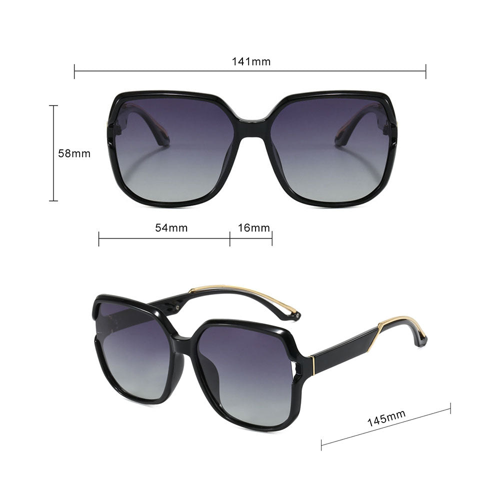 Techsuit 5228 Women's Sunglasses, Polarized, Black and Gold