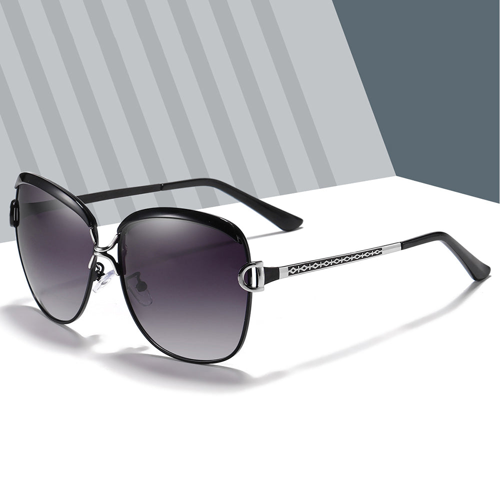 Damskie okulary przeciwsłoneczne Techsuit 8702, polaryzacyjne, ochrona UV, czarne